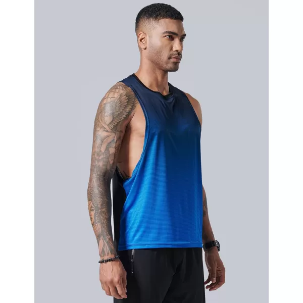 image3 Pack Mens Drop Arm Muscle Tank Tops Gym Bodybuilding Workout Stringers Sleeveless Cut Off ShirtsGradient RedBlueGray