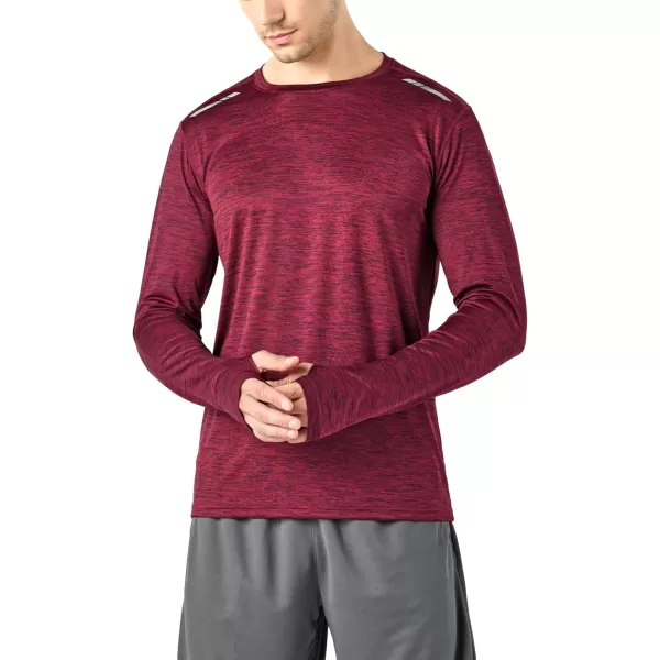 image3 Pack Mens Long Sleeve T Shirts Dry Fit UV Sun Protection Outdoor Hiking Athletic Active Tops with Thumb HolesHeather Light GrayBlueMaroon