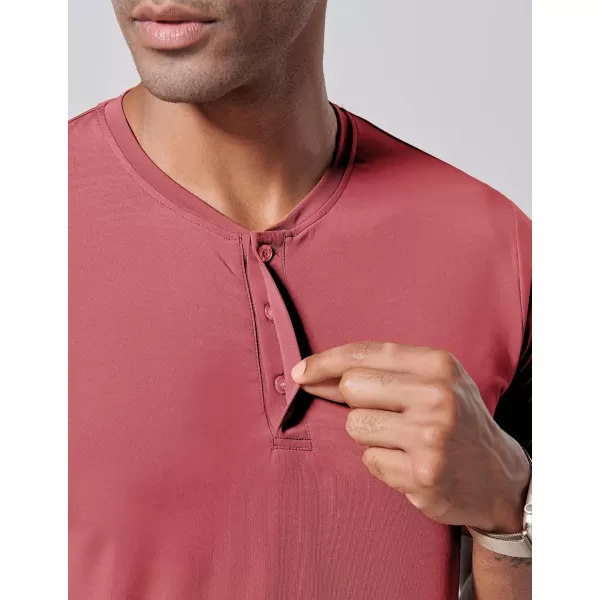 image3 Pack Mens Polo Shirts Business Casual Golf Henley Work Shirts for Men Collarless Short Sleeve Stylish Athletic TshirtsBlueWashed RedLight Lavender