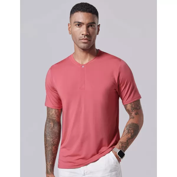 image3 Pack Mens Polo Shirts Business Casual Golf Henley Work Shirts for Men Collarless Short Sleeve Stylish Athletic TshirtsBlueWashed RedLight Lavender