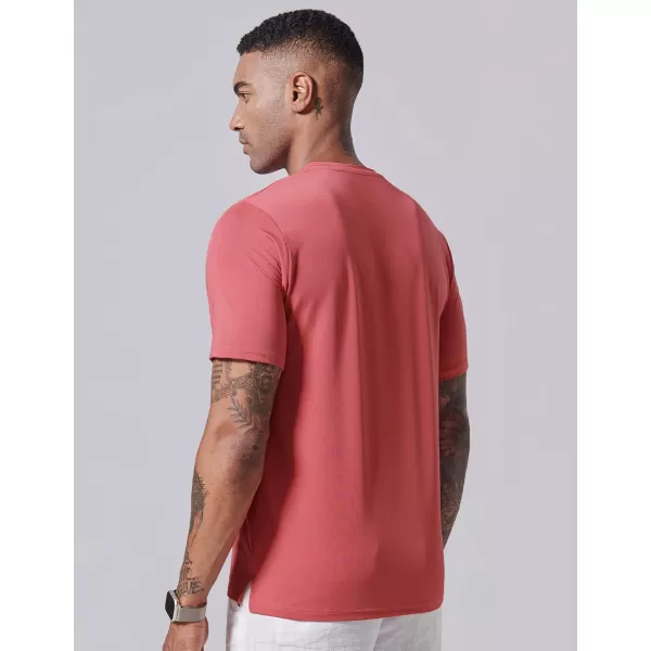 image3 Pack Mens Polo Shirts Business Casual Golf Henley Work Shirts for Men Collarless Short Sleeve Stylish Athletic TshirtsBlueWashed RedLight Lavender