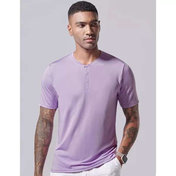 image3 Pack Mens Polo Shirts Business Casual Golf Henley Work Shirts for Men Collarless Short Sleeve Stylish Athletic TshirtsBlueWashed RedLight Lavender