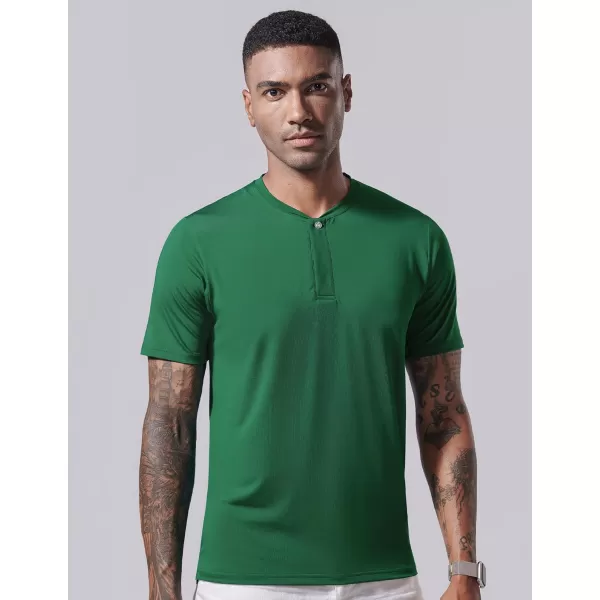 image3 Pack Mens Polo Shirts Business Casual Golf Henley Work Shirts for Men Collarless Short Sleeve Stylish Athletic TshirtsEmeraldVioletAqua Haze