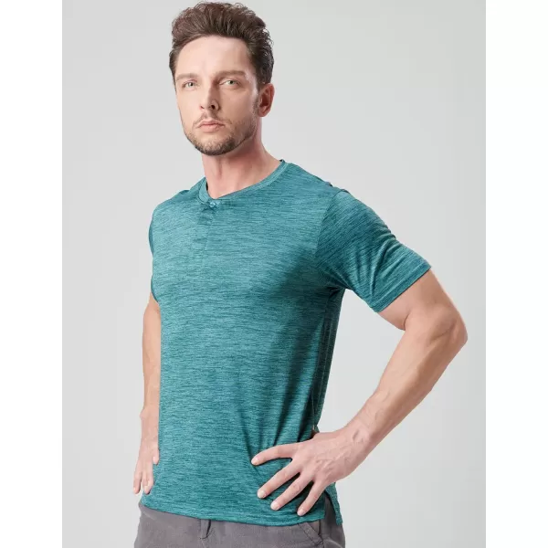 image3 Pack Mens Polo Shirts Business Casual Golf Henley Work Shirts for Men Collarless Short Sleeve Stylish Athletic TshirtsHeather Light GrayGreenMaroon