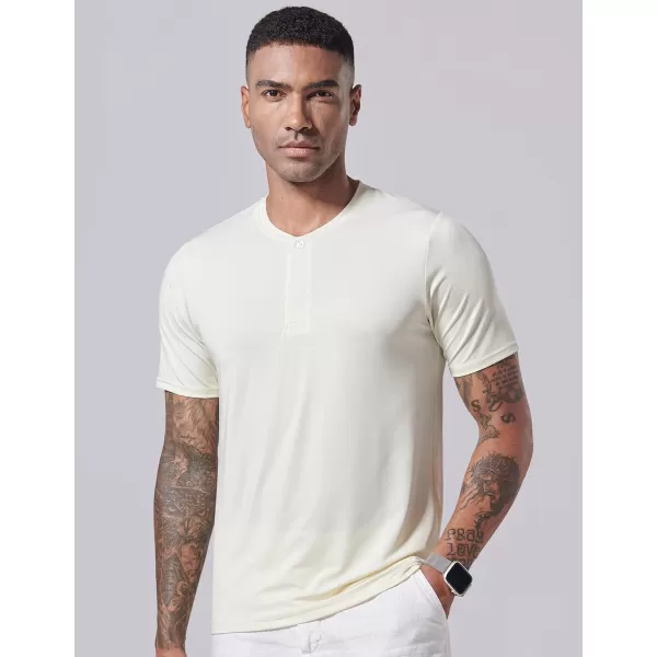 image3 Pack Mens Polo Shirts Business Casual Golf Henley Work Shirts for Men Collarless Short Sleeve Stylish Athletic TshirtsNavyBronzeOff White