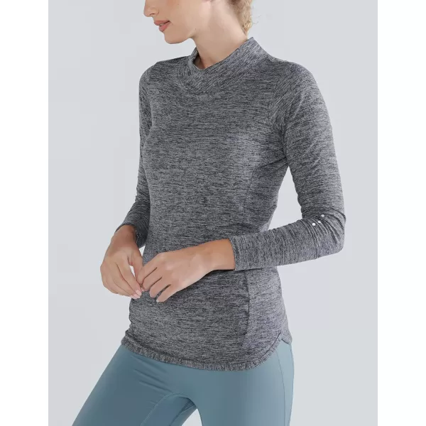 image3 Pack Womens Thermal Fleece Shirts Long Sleeve Mock Turtleneck Running Active Tops Workout Cold Weather GearAquaCharcoalLavender