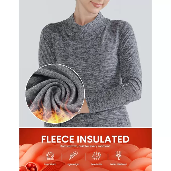image3 Pack Womens Thermal Fleece Shirts Long Sleeve Mock Turtleneck Running Active Tops Workout Cold Weather GearAquaCharcoalLavender