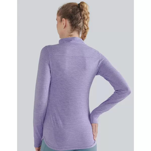 image3 Pack Womens Thermal Fleece Shirts Long Sleeve Mock Turtleneck Running Active Tops Workout Cold Weather GearAquaCharcoalLavender