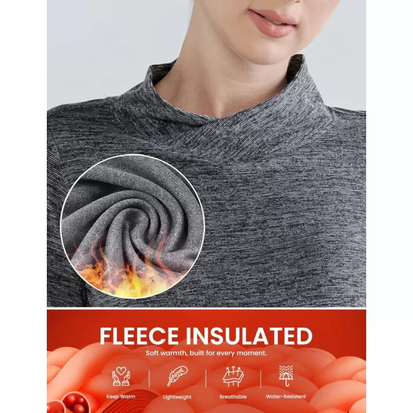 image3 Pack Womens Thermal Fleece Shirts Long Sleeve Mock Turtleneck Running Active Tops Workout Cold Weather GearPinkBlackWhite