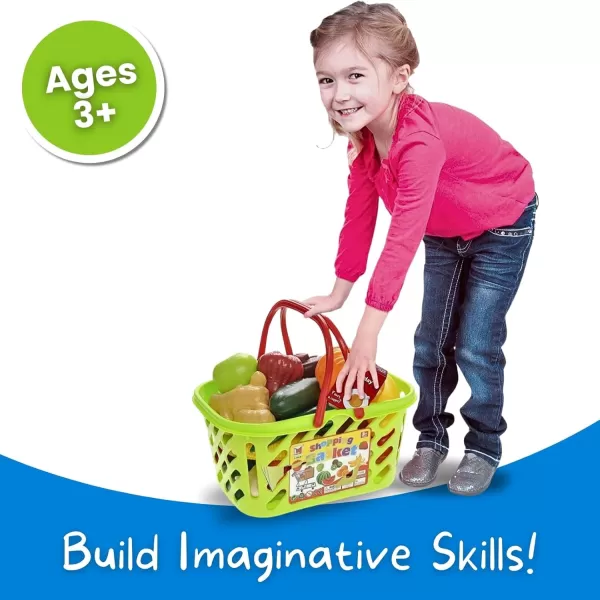 image38 PCS Fruits and Vegetables Shopping Basket Play Food Plastic Toys Set Healthy Farmers Market Grocery Educational Pretend Play Set for Kids