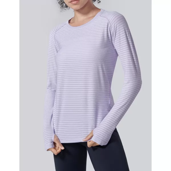 image4Pack Womens Long Sleeve Athletic Tops with Thumb Holes  Dry Fit Active Crewneck Workout TeesLilacPinkNavyBlack