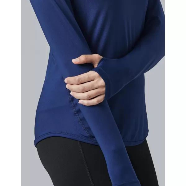 image4Pack Womens Long Sleeve Athletic Tops with Thumb Holes  Dry Fit Active Crewneck Workout TeesNavyWhiteBlackDark Maroon