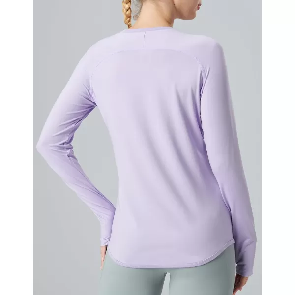 image4Pack Womens Long Sleeve Athletic Tops with Thumb Holes  Dry Fit Active Crewneck Workout TeesWhitePinkLavenderBlack