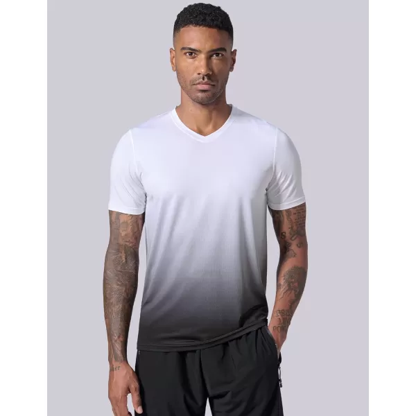 image5 Pack Mens VNeck Dry Fit TShirts Active Athletic Short Sleeve Workout Tops Performance Gym Tees Available in Plus SizeBlackDark TealSteel BlueGradient BlueGradient White