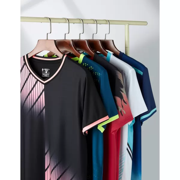 image5 Pack Mens VNeck Dry Fit TShirts Active Athletic Short Sleeve Workout Tops Performance Gym Tees Available in Plus SizeBlackNavyRedWhiteDark Teal