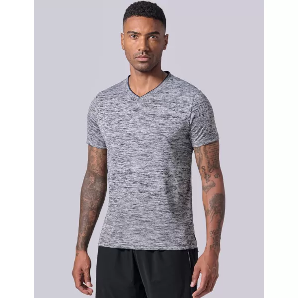 image5 Pack Mens VNeck Dry Fit TShirts Active Athletic Short Sleeve Workout Tops Performance Gym Tees Available in Plus SizeBlueGrayNavyBlackMaroon