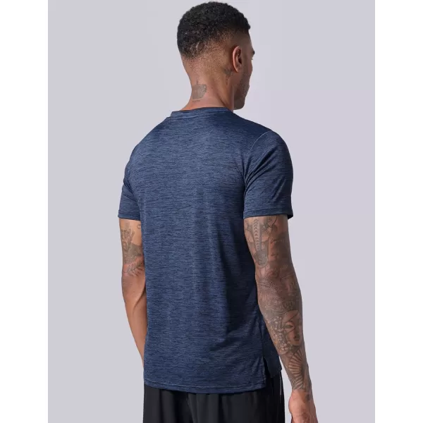 image5 Pack Mens VNeck Dry Fit TShirts Active Athletic Short Sleeve Workout Tops Performance Gym Tees Available in Plus SizeBlueGrayNavyBlackMaroon