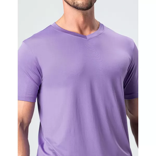 image5 Pack Mens VNeck Dry Fit TShirts Active Athletic Short Sleeve Workout Tops Performance Gym Tees Available in Plus SizeGrayBlackWhiteDark LavenderSoft Denim