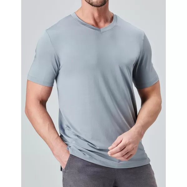 image5 Pack Mens VNeck Dry Fit TShirts Active Athletic Short Sleeve Workout Tops Performance Gym Tees Available in Plus SizeGrayBlackWhiteDark LavenderSoft Denim