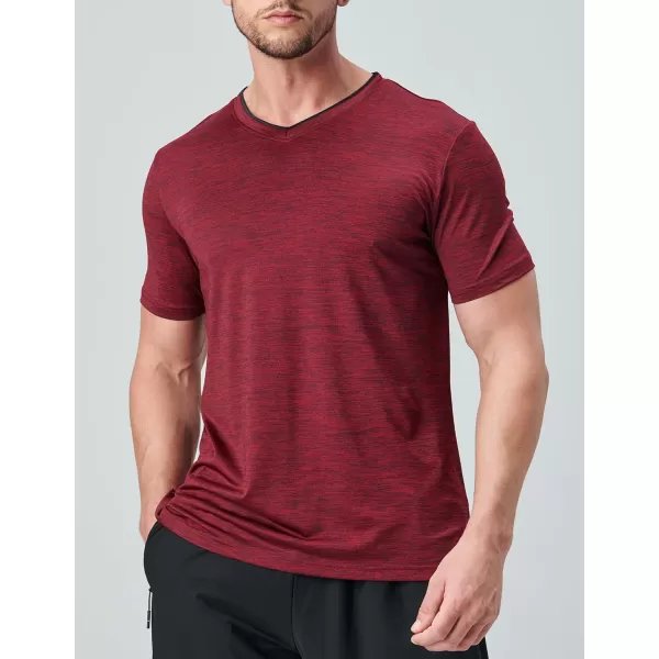 image5 Pack Mens VNeck Dry Fit TShirts Active Athletic Short Sleeve Workout Tops Performance Gym Tees Available in Plus SizeHeather BlackTealGrayNavyMaroon