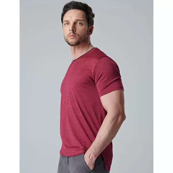 image5 Pack Mens VNeck Dry Fit TShirts Active Athletic Short Sleeve Workout Tops Performance Gym Tees Available in Plus SizeHeather GraysLight BlueBlackMaroon