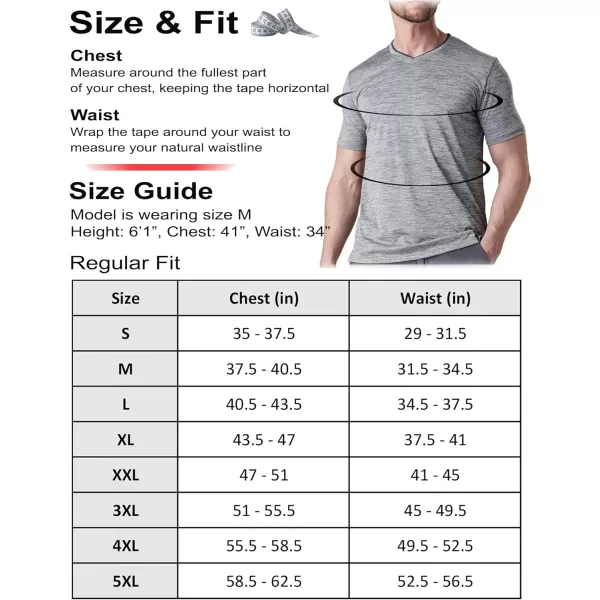 image5 Pack Mens VNeck Dry Fit TShirts Active Athletic Short Sleeve Workout Tops Performance Gym Tees Available in Plus SizeHeather GraysLight BlueBlackMaroon