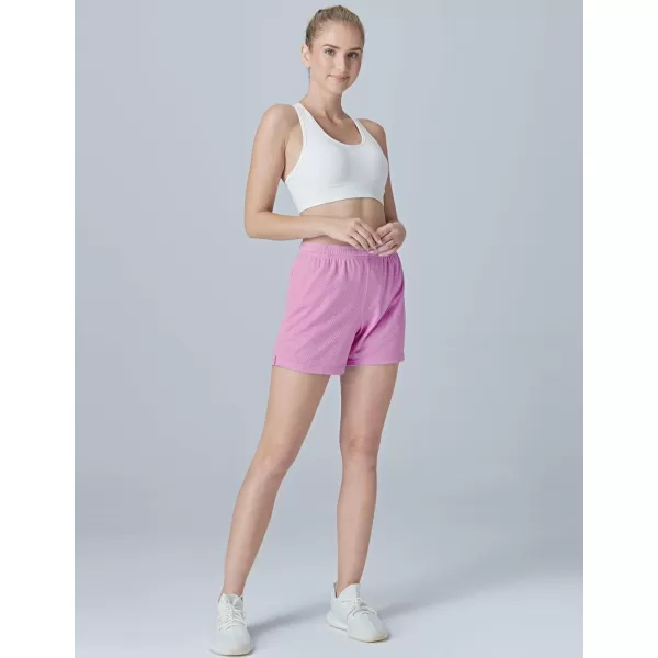 image5Pack Womens Athletic Shorts Mesh Basketball Ladies Active Loose PullOn Shorts with Zipper Pockets 5quot InseamLight PinkBaby BlueCrimsonTealCharcoal