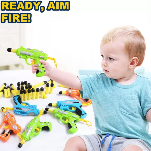 image6 Pack Mini Foam DartFiring Blasters Micro Toy Guns with 36 Darts  Multi Pack Nerf Compatible Bulk Party Favors Supplies for Kids
