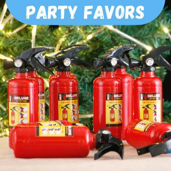 image7 Inch Fire Extinguisher Squirt Toys  12 Pack  Firefighter Water Guns with Realistic Design  Fun Fireman Squirters for Kids Party Favors