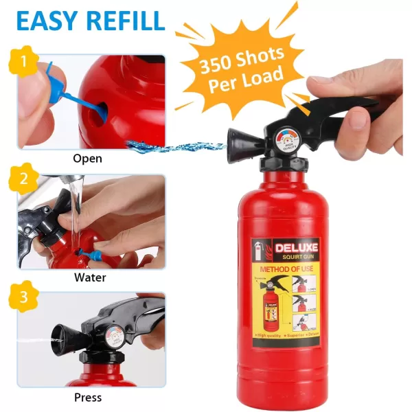 image7 Inch Fire Extinguisher Squirt Toys  12 Pack  Firefighter Water Guns with Realistic Design  Fun Fireman Squirters for Kids Party Favors