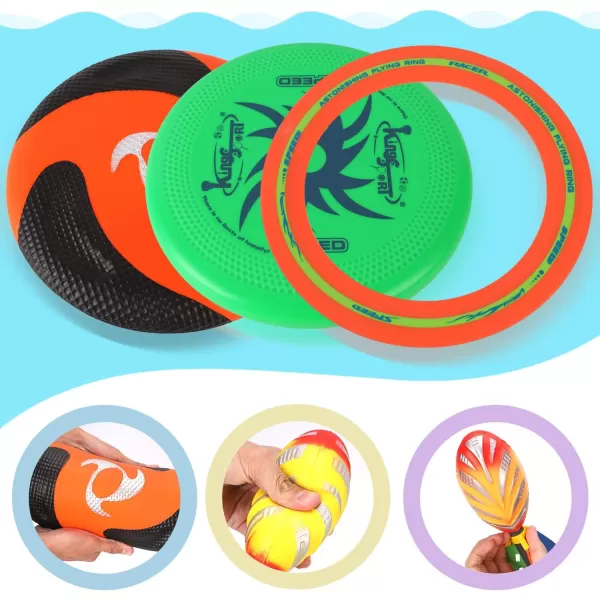image8in1 Sports Combo Play Set  Ultimate Outdoor Family Backyard Games with Foam Football Flying Discs Aero Rings Boomerang Whistling Missiles  Throw ampamp Catch Fun Activities for Kids