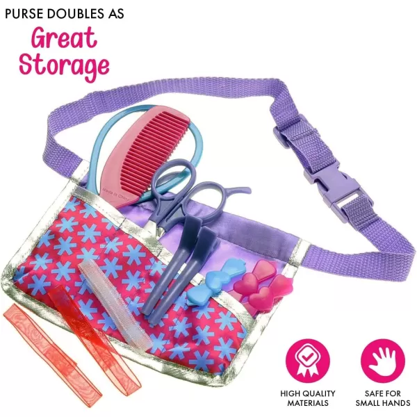 imageBeauty Hair Stylist Set  Boutique Beauty Salon Fashion Pretend Play Set for Girls with Toy Blow Dryer Curler Scissors Comb Mirror ampamp Other Styling Tools