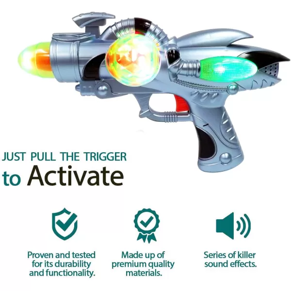 imageElectric Toy Space Gun Galactic Infinity Alien Blaster Pistol for Kids Pretend Play with Flashing LED Lights and Blasting Laser FX SoundsFX 1