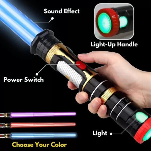 imageLiberty Imports 12 Pack LED Light Up Sabers Set  Color Changing Motion Sensitive Retractable Swords with FX Sound Effects for Themed Parties Bulk Party Favors and Cosplay