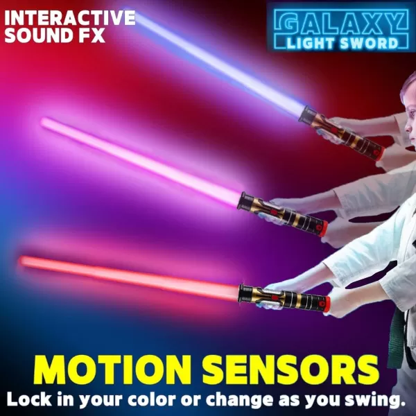 imageLiberty Imports 12 Pack LED Light Up Sabers Set  Color Changing Motion Sensitive Retractable Swords with FX Sound Effects for Themed Parties Bulk Party Favors and Cosplay