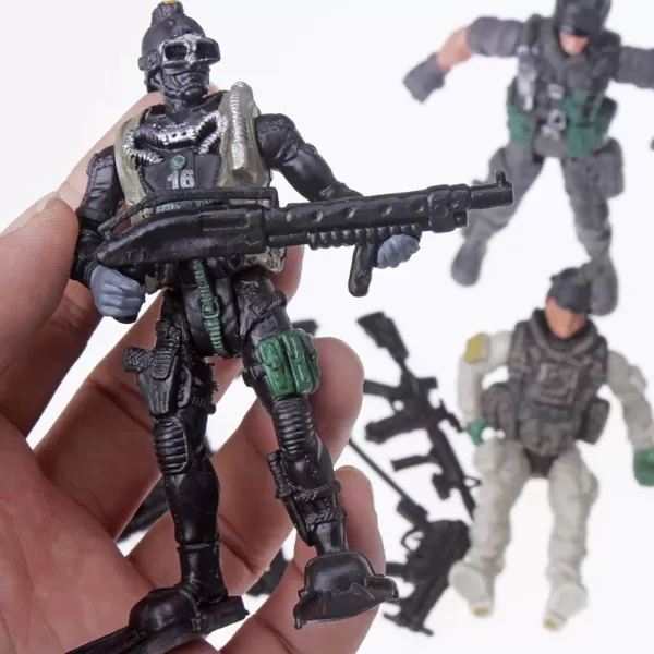imageLiberty Imports 12 Pack US Military Toy Soldiers Playset Army Men Action Figures with Realistic Weapons Gear Combat Accessories for Kids Pretend Battle Play