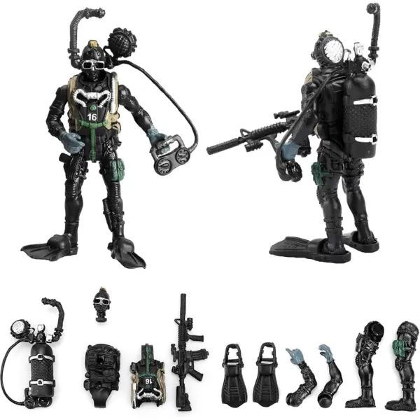 imageLiberty Imports 12 Pack US Military Toy Soldiers Playset Army Men Action Figures with Realistic Weapons Gear Combat Accessories for Kids Pretend Battle Play