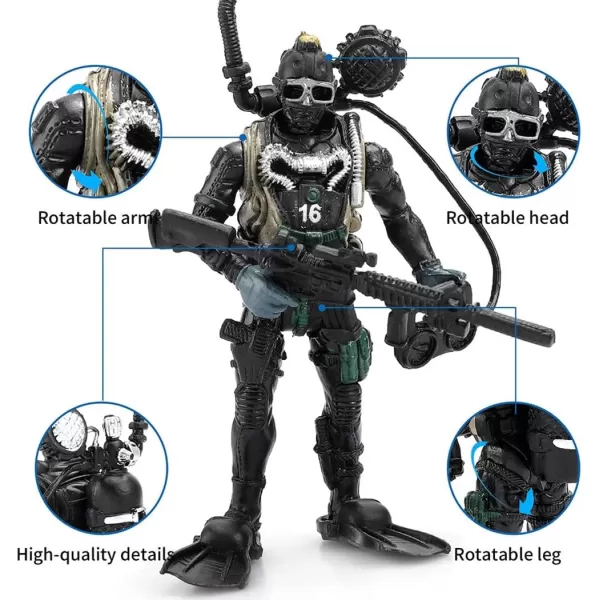 imageLiberty Imports 12 Pack US Military Toy Soldiers Playset Army Men Action Figures with Realistic Weapons Gear Combat Accessories for Kids Pretend Battle Play