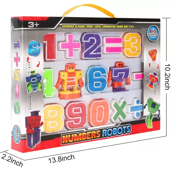 imageLiberty Imports 15 PCS Number Robots Transforming Toys Set  Math Counting Numerical Transform Robot Figures Educational STEM Learning Bots for Kids