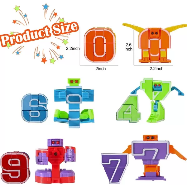 imageLiberty Imports 15 PCS Number Robots Transforming Toys Set  Math Counting Numerical Transform Robot Figures Educational STEM Learning Bots for Kids