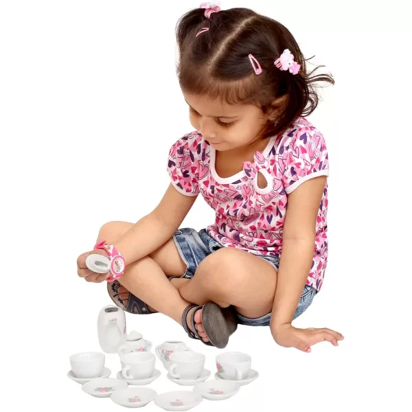 imageLiberty Imports 17 Piece Rose Flower Miniature Porcelain Ceramic Tea Set  Pretend Play Kids Toy Mini Kitchen Playset