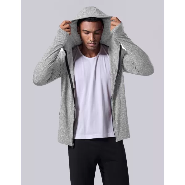 imageLiberty Imports 2Pack Mens ZipUp Hoodies with Zipper Pockets Lightweight Fleece Sweatshirts for Running Casual Activewear2pack Charcoal  Light Gray