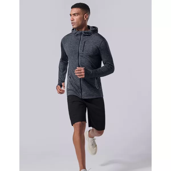 imageLiberty Imports 2Pack Mens ZipUp Hoodies with Zipper Pockets Lightweight Fleece Sweatshirts for Running Casual Activewear2pack Charcoal  Light Gray