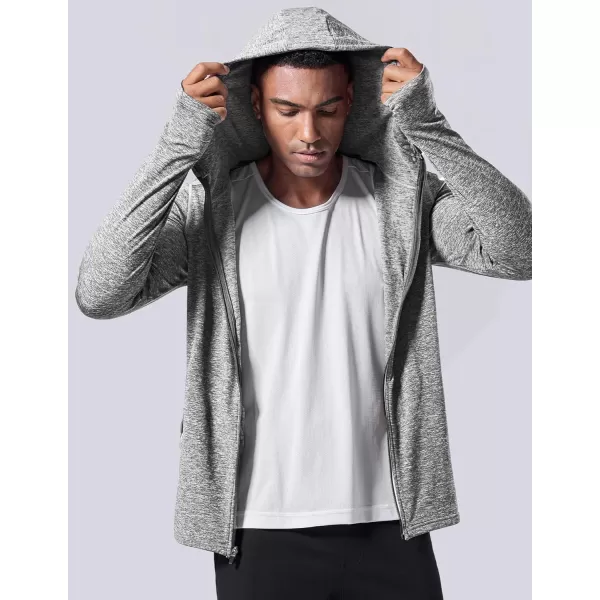 imageLiberty Imports 2Pack Mens ZipUp Hoodies with Zipper Pockets Lightweight Fleece Sweatshirts for Running Casual Activewear2pack Gray  Navy