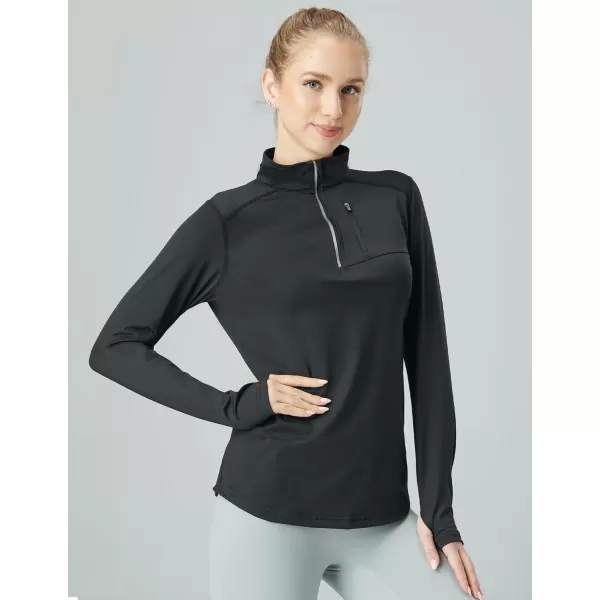 imageLiberty Imports 3 Pack Womens Quick Dry Long Sleeve Quarter Zip Pullover Workout Shirts with Thumb Holes and Pocket2 Pack BlackPink