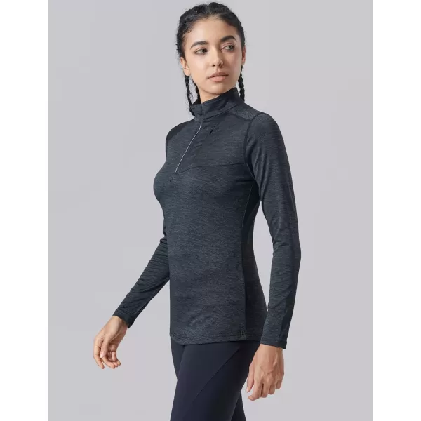 imageLiberty Imports 3 Pack Womens Quick Dry Long Sleeve Quarter Zip Pullover Workout Shirts with Thumb Holes and PocketHeather BlackLight BlueGray