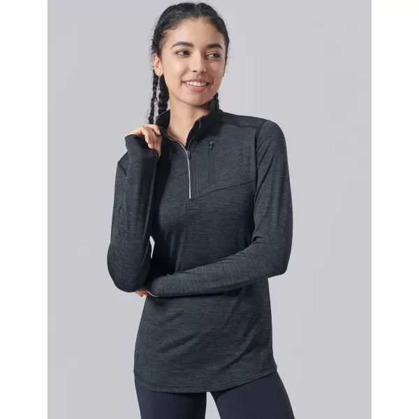 imageLiberty Imports 3 Pack Womens Quick Dry Long Sleeve Quarter Zip Pullover Workout Shirts with Thumb Holes and PocketHeather BlackLight BlueGray