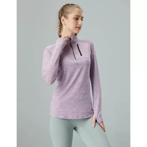 imageLiberty Imports 3 Pack Womens Quick Dry Long Sleeve Quarter Zip Pullover Workout Shirts with Thumb Holes and PocketHeather LavenderNavyPink