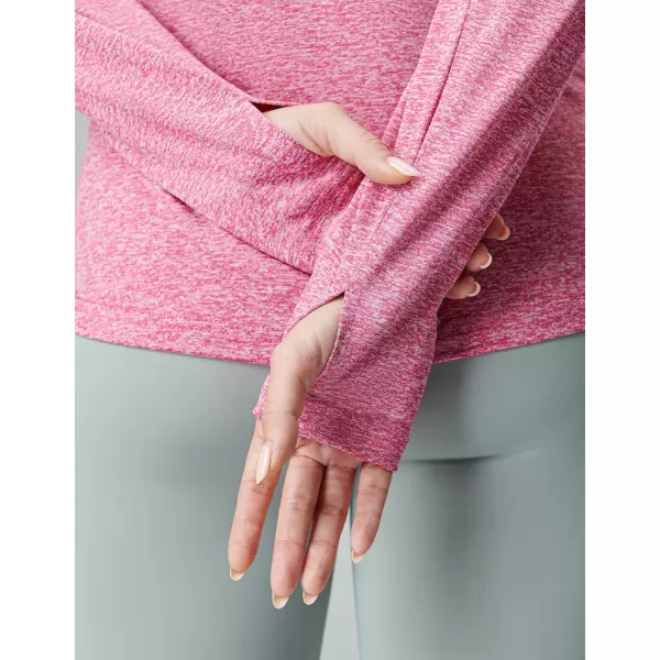 imageLiberty Imports 3 Pack Womens Quick Dry Long Sleeve Quarter Zip Pullover Workout Shirts with Thumb Holes and PocketHeather LavenderNavyPink