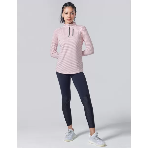 imageLiberty Imports 3 Pack Womens Quick Dry Long Sleeve Quarter Zip Pullover Workout Shirts with Thumb Holes and PocketStriped LilacPinkBlack